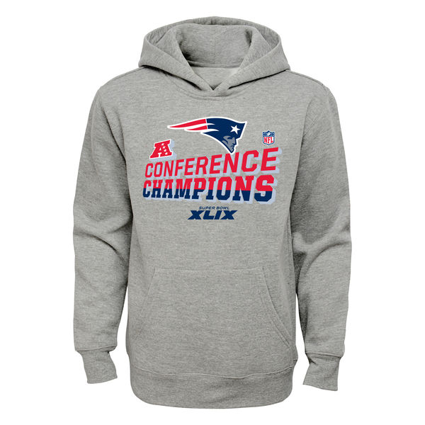 New England Patriots Youth 2014 AFC Champions Trophy Collection Locker Room Hooded Sweatshirt - Gray